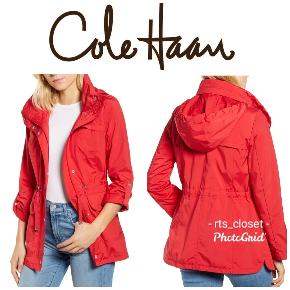 ☔Cole Haan rain jacket with hood Size Small